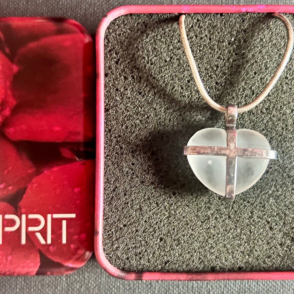🤍 ESPRIT I 💜 U | VINTAGE 1990s HEART NECKLACE | DISCONTINUED | ORIGINAL TIN BO